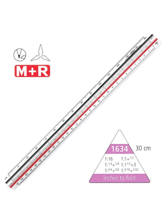 M+R 30cm Professional Triangular Scale Ruler - Made in Germany - Image 1